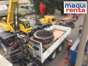 Grua Cargando Camion Grua para Siemens en Parada de Planta ENEL 